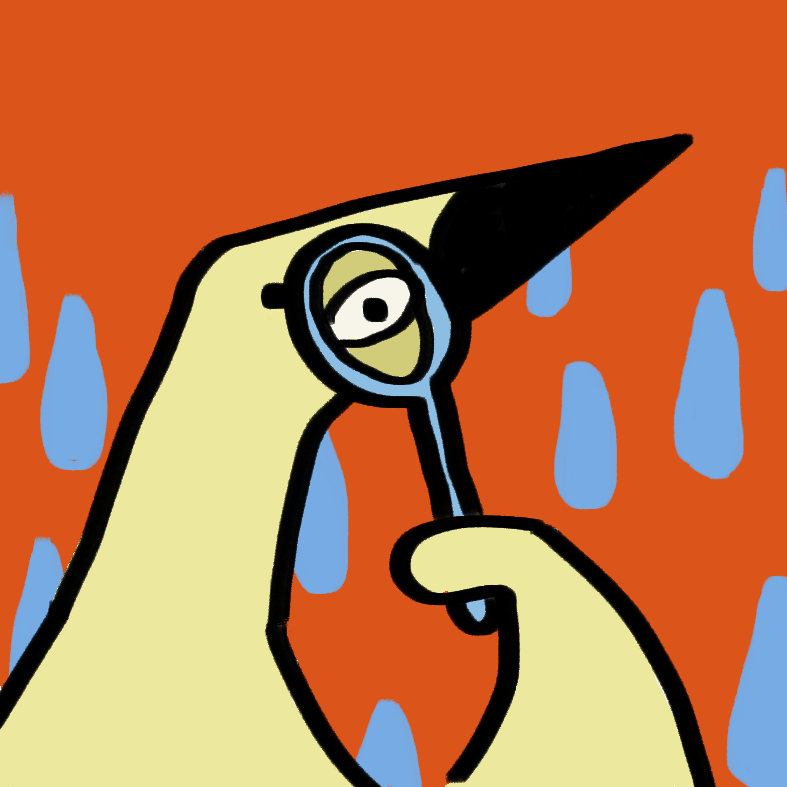 Eye of Norus icon, bird with magnifying glass